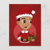 かわいいヒスパニックのクリスマス少年の漫画 シーズンポストカード (正面)