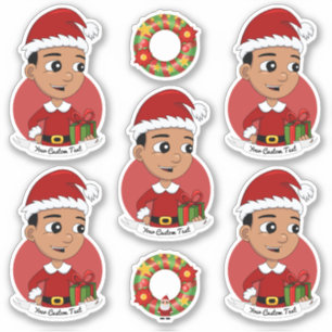 かわいいヒスパニックのクリスマス少年の漫画 シール