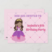 かわいいヒスパニックプリンセスの誕生日パーティー招待状 ポストカード (正面/裏面)