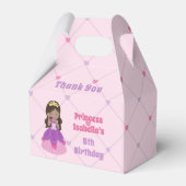 かわいいヒスパニックプリンセスガールピンク誕生日パーティー フェイバーボックス (正面サイド)