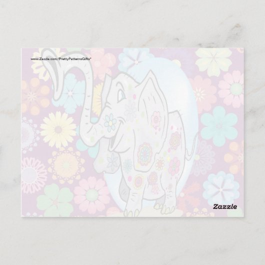 かわいいヒッパイゾウカラフルと花 ポストカード (裏面)