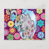 かわいいヒッパイゾウカラフルと花 ポストカード (正面)