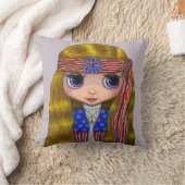 かわいいヒッパイヒックピースサインヘッドバンドスターストライプズ クッション (ブランケット)