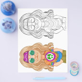 かわいいヒッピーのドレスを着た少年ぬりえページ チラシ (シングル)