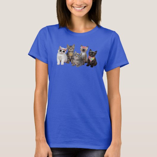 かわいいヒッピーのネコ Tシャツ (正面)