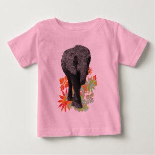 かわいいヒッピー象 ベビーTシャツ