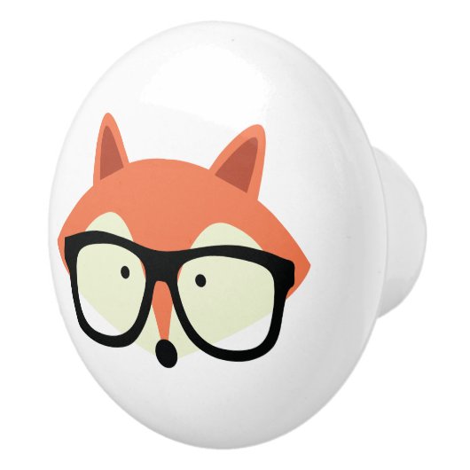 かわいいヒップスターのアカギツネ セラミックノブ (右)