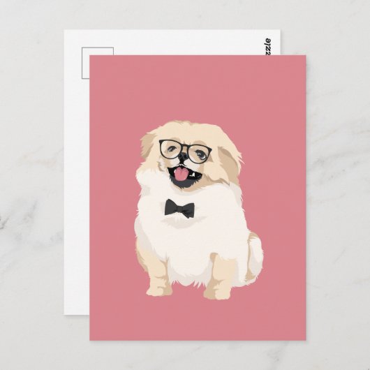 かわいいヒップスターのピーゲスの子犬愛犬家 ポストカード (正面/裏面)