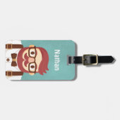 かわいいヒップスターの口ひげの紳士の荷物のラベル ラゲッジタグ (正面横)