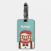 かわいいヒップスターの口ひげの紳士の荷物のラベル ラゲッジタグ (裏面縦)