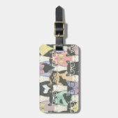 かわいいヒップスターの猫柄 ラゲッジタグ (正面縦)