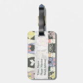 かわいいヒップスターの猫柄 ラゲッジタグ (裏面縦)