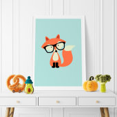 かわいいヒップスターの赤い狐 ポスター