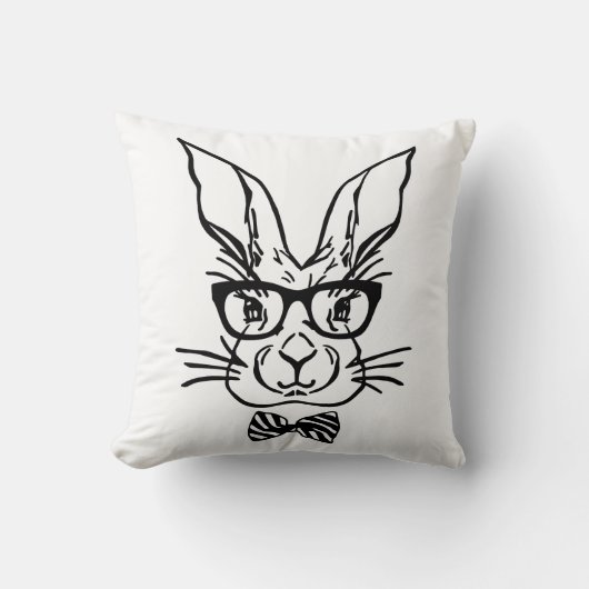かわいいヒップスターイースターバニー クッション (正面)