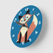 かわいいヒップスターグラスキツネ ラウンド壁時計 (傾斜)