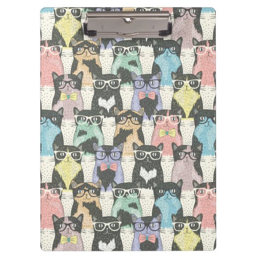 かわいいヒップスター猫パターン クリップボード (正面)