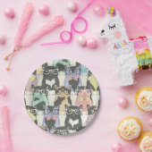 かわいいヒップスター猫パターン ペーパープレート (パーティー)