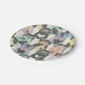 かわいいヒップスター猫パターン ペーパープレート (アングル)