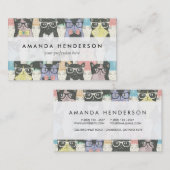 かわいいヒップスター猫パターン 名刺 (正面/裏面)