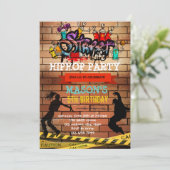 かわいいヒップホップ誕生日テーマの招待 招待状 (スタンド正面)