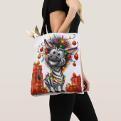 かわいいヒッポとゼブラクリスマストート トートバッグ (クローズアップ)