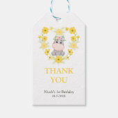 かわいいヒッポイエローフラワーハート誕生日ありがとう ギフトタグ (正面)
