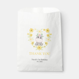 かわいいヒッポイエローフラワーハート誕生日ありがとう フェイバーバッグ