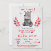 かわいいヒッポガールベビーシャワー招待状 招待状 (正面)