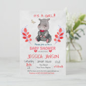 かわいいヒッポガールベビーシャワー招待状 招待状 (スタンド正面)