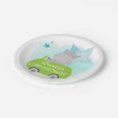 かわいいヒッポグリーンカー名ボーイ誕生日ホワイト ペーパープレート (アングル)