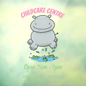 かわいいヒッポジャンプ漫画イラストレーション ウィンドウサイン (シート3)