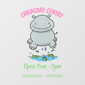 かわいいヒッポジャンプ漫画イラストレーション ウィンドウサイン (シート)