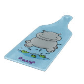 かわいいヒッポジャンプ漫画イラストレーション カッティングボード (角)