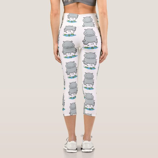 かわいいヒッポジャンプ漫画イラストレーション カプリレギンス (裏面)