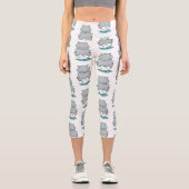 かわいいヒッポジャンプ漫画イラストレーション カプリレギンス (正面)