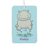 かわいいヒッポジャンプ漫画イラストレーション カーエアーフレッシュナー (正面)