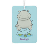 かわいいヒッポジャンプ漫画イラストレーション カーエアーフレッシュナー (裏面)