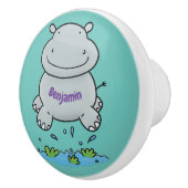 かわいいヒッポジャンプ漫画イラストレーション セラミックノブ (右)