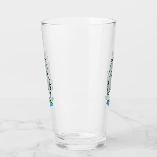 かわいいヒッポジャンプ漫画イラストレーション タンブラーグラス (左)