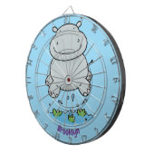 かわいいヒッポジャンプ漫画イラストレーション ダーツボード (正面右)