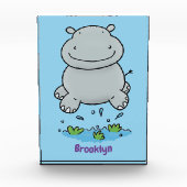 かわいいヒッポジャンプ漫画イラストレーション フォトブロック (正面)