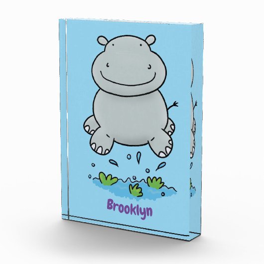 かわいいヒッポジャンプ漫画イラストレーション フォトブロック (右)