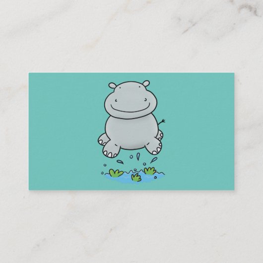 かわいいヒッポジャンプ漫画イラストレーション 名刺 (裏面)