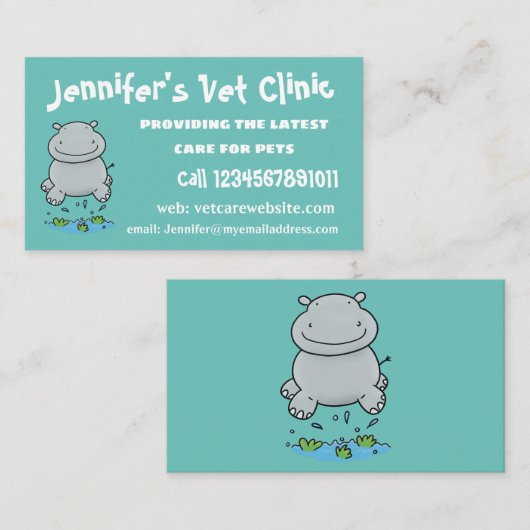 かわいいヒッポジャンプ漫画イラストレーション 名刺 (正面/裏面)