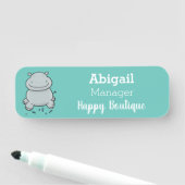 かわいいヒッポジャンプ漫画イラストレーション 名札 (インサイチュ)