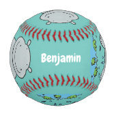 かわいいヒッポジャンプ漫画イラストレーション 野球ボール (正面)