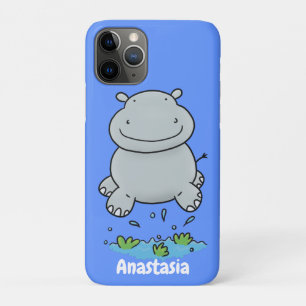 かわいいヒッポジャンプ漫画イラストレーション iPhone 11 PROケース