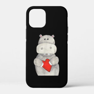 かわいいヒッポタムスホールディングハート Love Hippo iPhone 12 Mini ケース