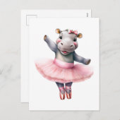 かわいいヒッポバレリーナ踊りバレエ シーズンポストカード (正面/裏面)