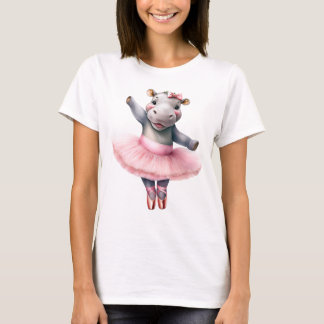 かわいいヒッポバレリーナ踊りバレエ Tシャツ